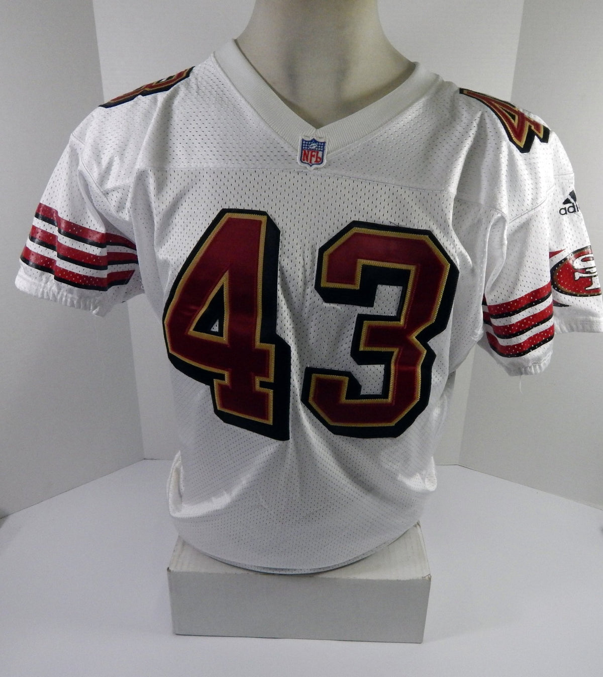 2001 San Francisco 49ers Jonas Lewis #43 Game Issued White Jersey 42 DP57979 - DP57979