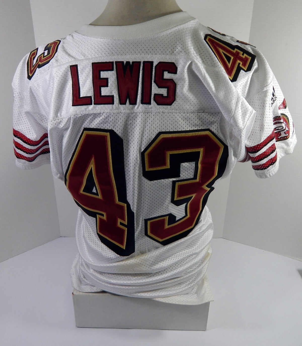 2001 San Francisco 49ers Jonas Lewis #43 Game Issued White Jersey 42 DP57979 - DP57979