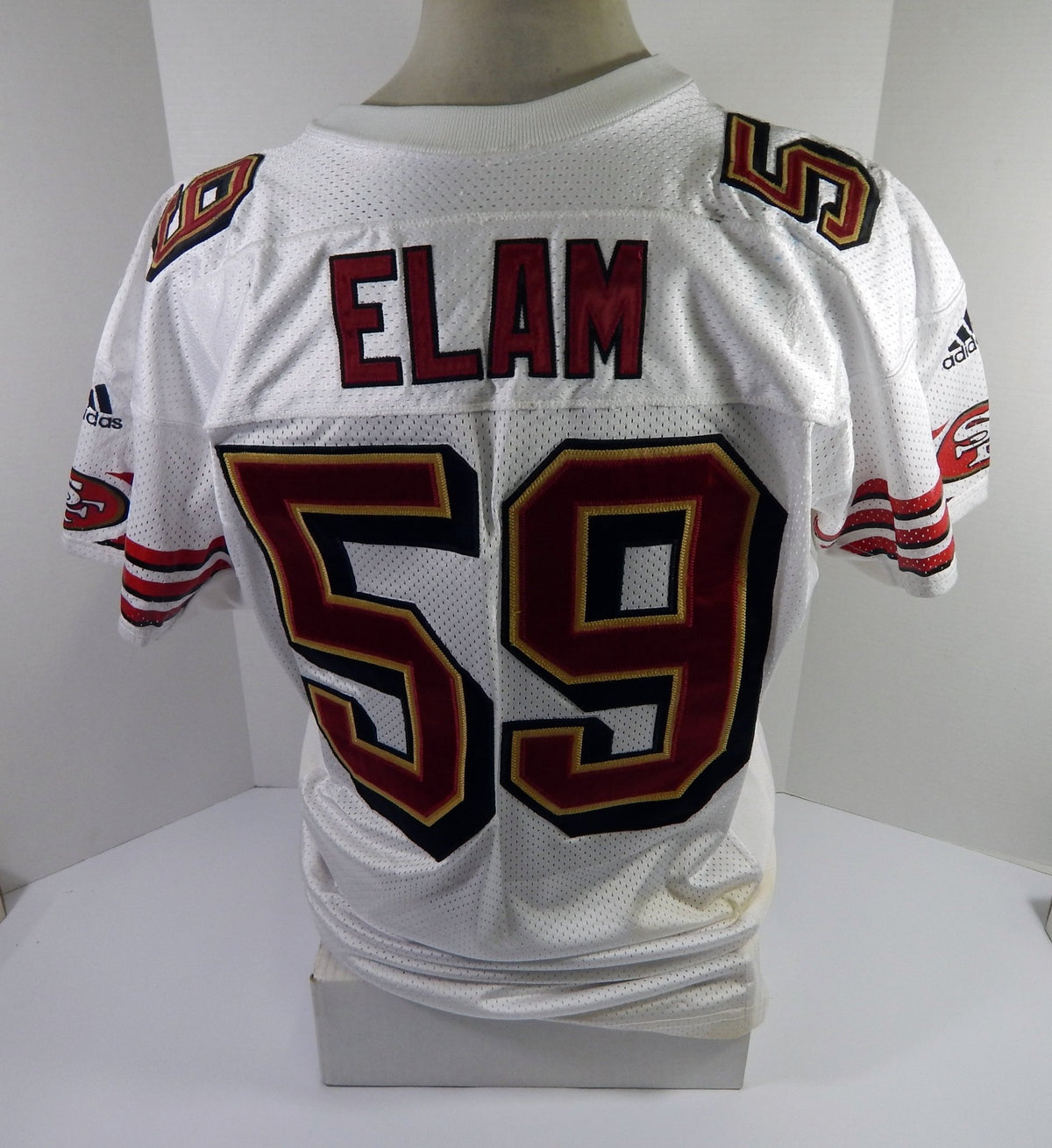 2001 San Francisco 49ers Shane Elam #59 Game Used White Jersey 48 DP57971 - DP57971