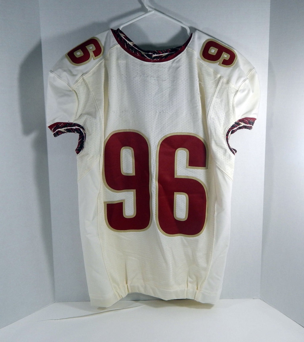 2002-10 Florida State Seminoles FSU #96 Game Used White Jersey NP Rem DP31256 - DP31256