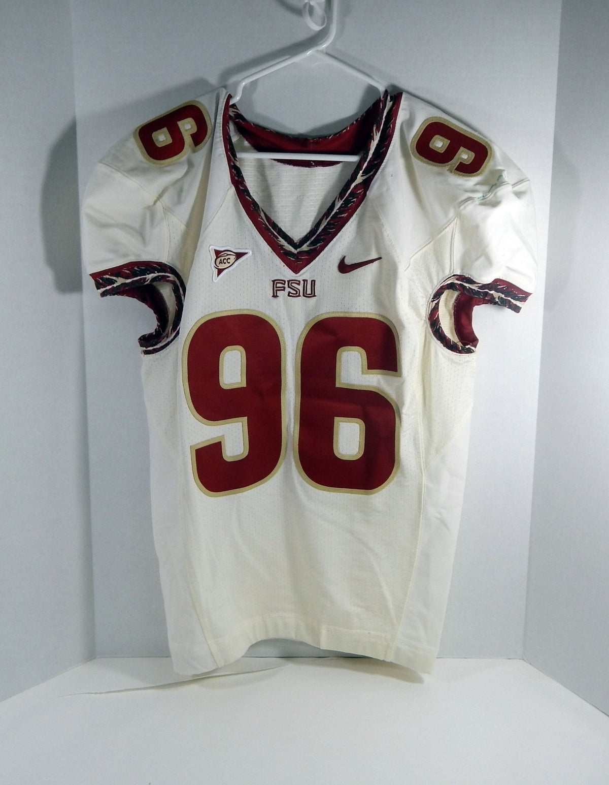 2002-10 Florida State Seminoles FSU #96 Game Used White Jersey NP Rem DP31256 - DP31256