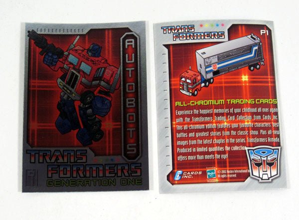 2002 Cards Inc Transformers Generation One All-Chromium Promo Card Set (2) Nm/Mt - 125085S