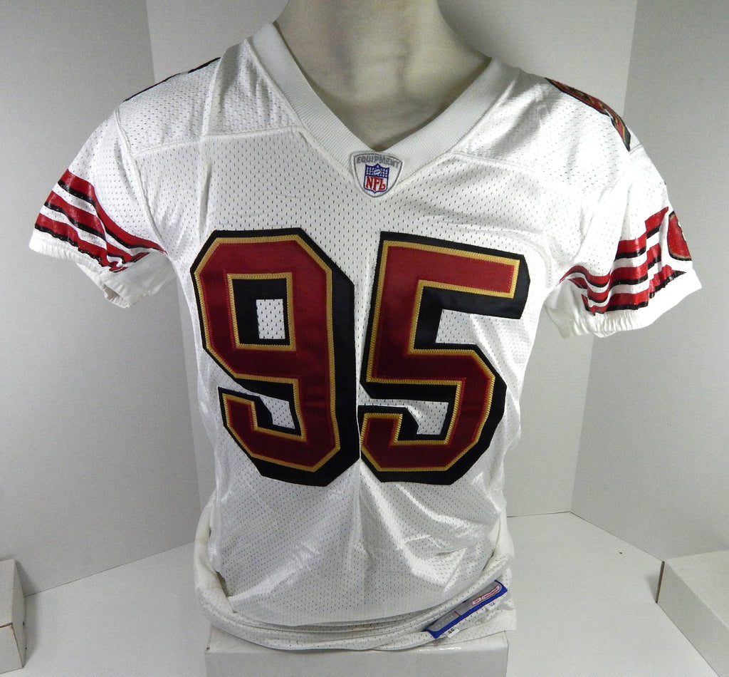 2002 San Francisco 49ers John Engelberger #95 Game Issued White Jersey 44 90 - DP58890