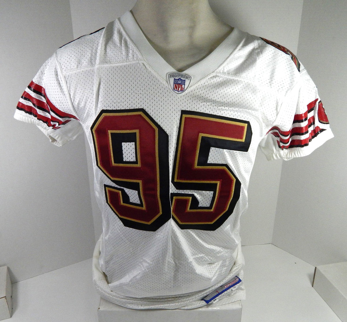 2002 San Francisco 49ers John Engelberger #95 Game Issued White Jersey 44 90 - DP58890
