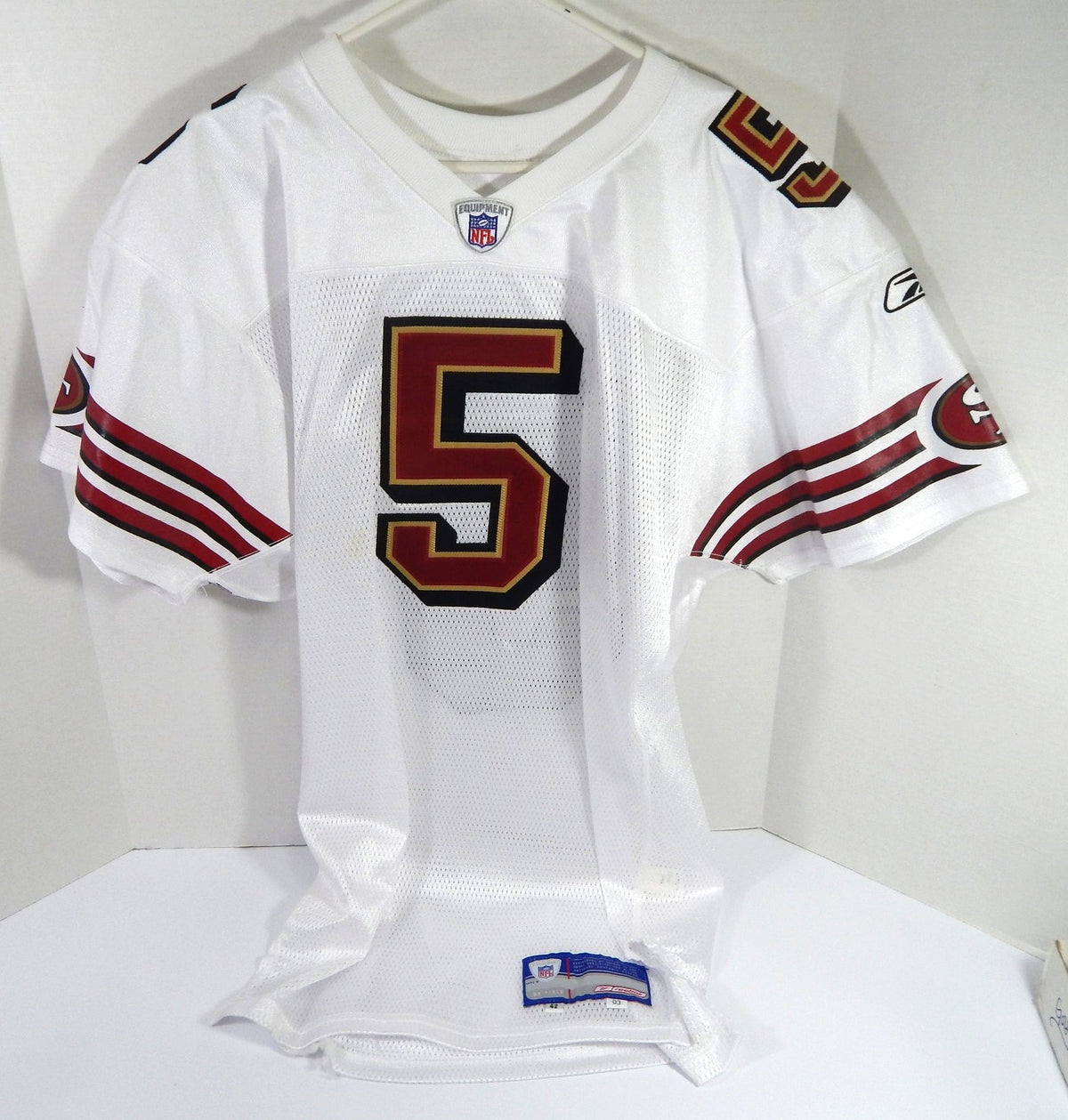 2003 San Francisco 49ers #5 Game Issued White Jersey 42 DP56794 - DP56794
