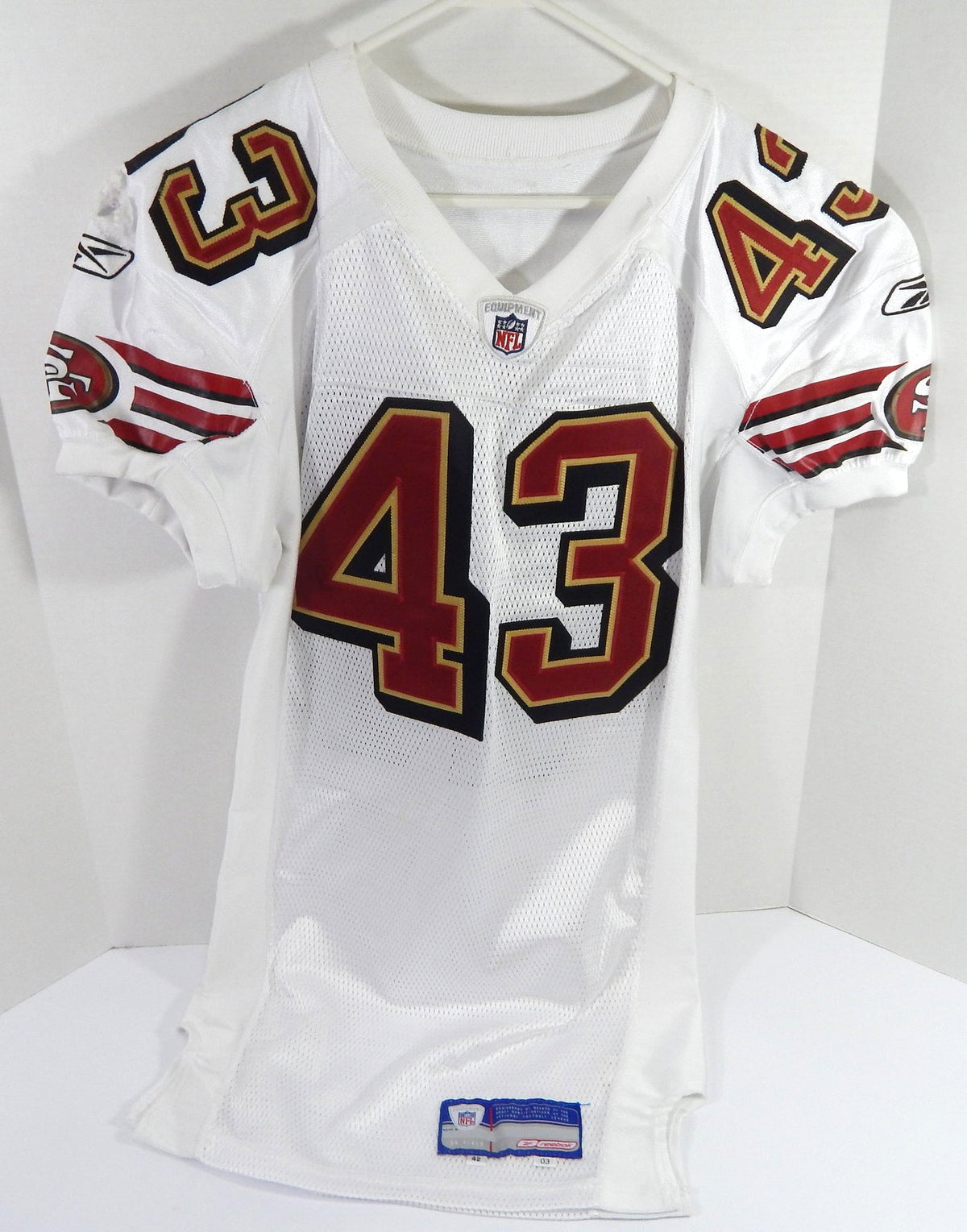 2003 San Francisco 49ers Lewis Baker #43 Game Issued White Jersey 42 DP56782 - DP56782