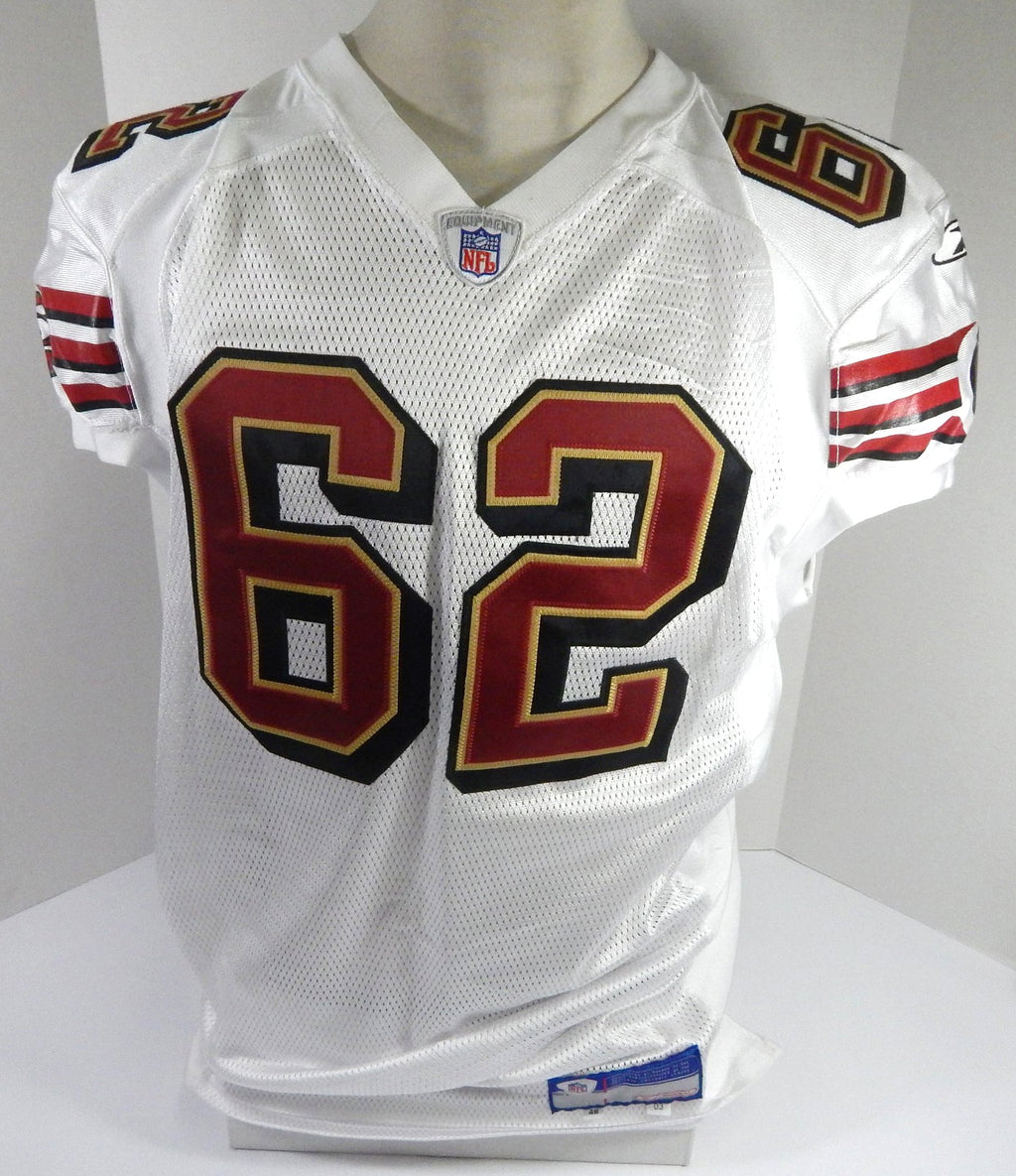2003 San Francisco 49ers Washington #62 Game Issued White Jersey 48 DP56828 - DP56828