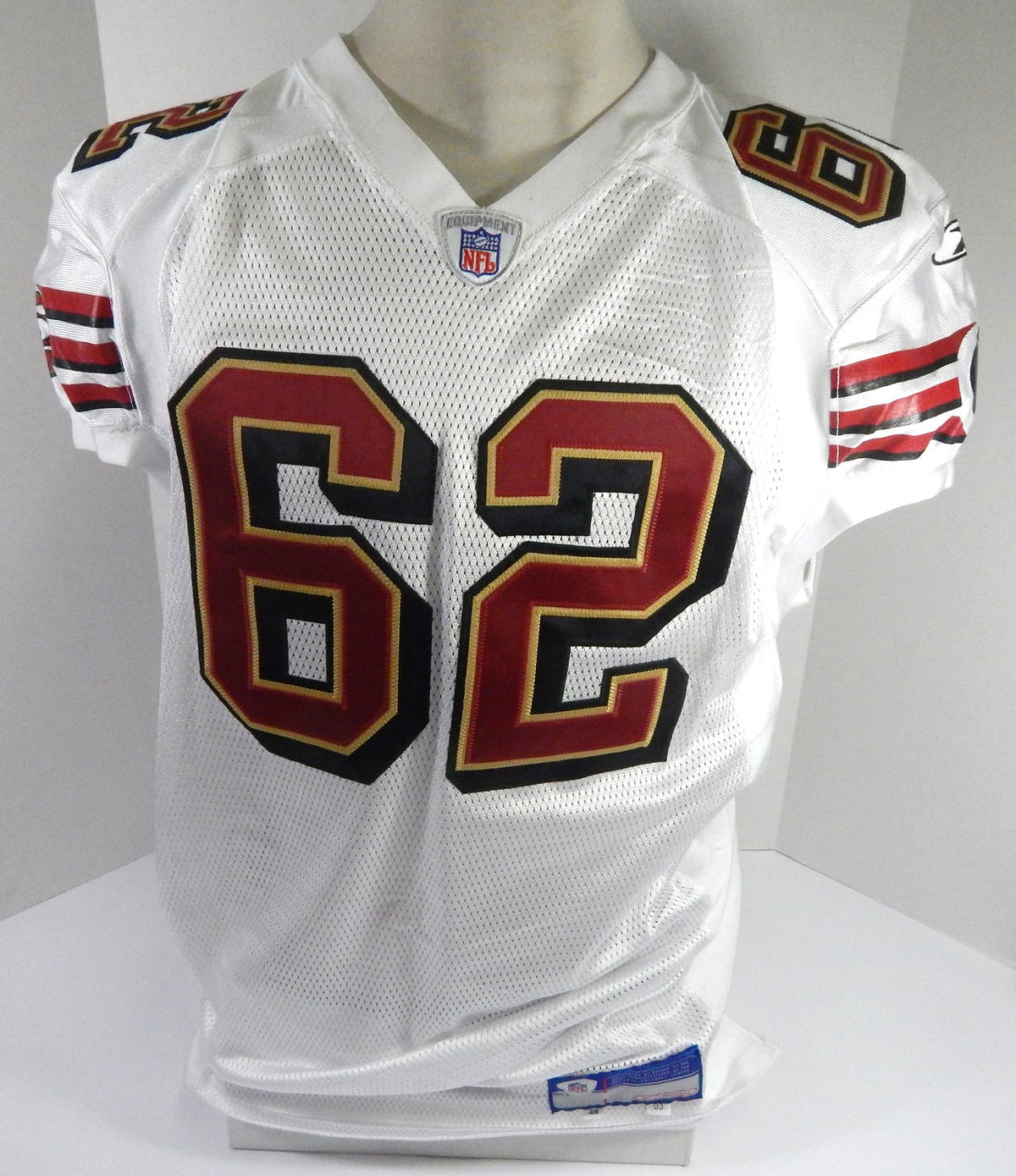 2003 San Francisco 49ers Washington #62 Game Issued White Jersey 48 DP56828 - DP56828