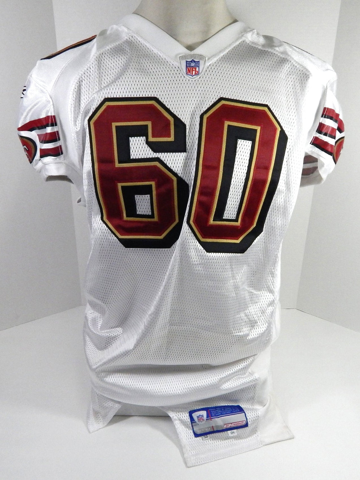 2004 San Francisco 49ers Scott Rehberg #60 Game Issued White Jersey 50 DP59265 - DP59265