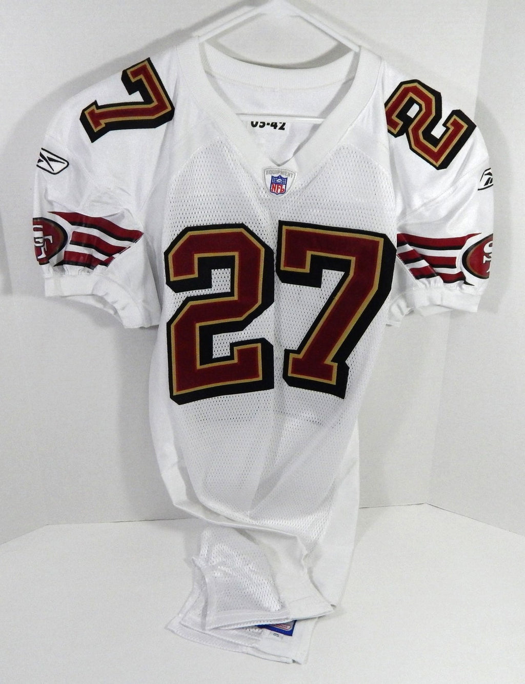 2005 San Francisco 49ers Joselio Hanson #27 Game Issued White Jersey 42 DP59380 - DP59380