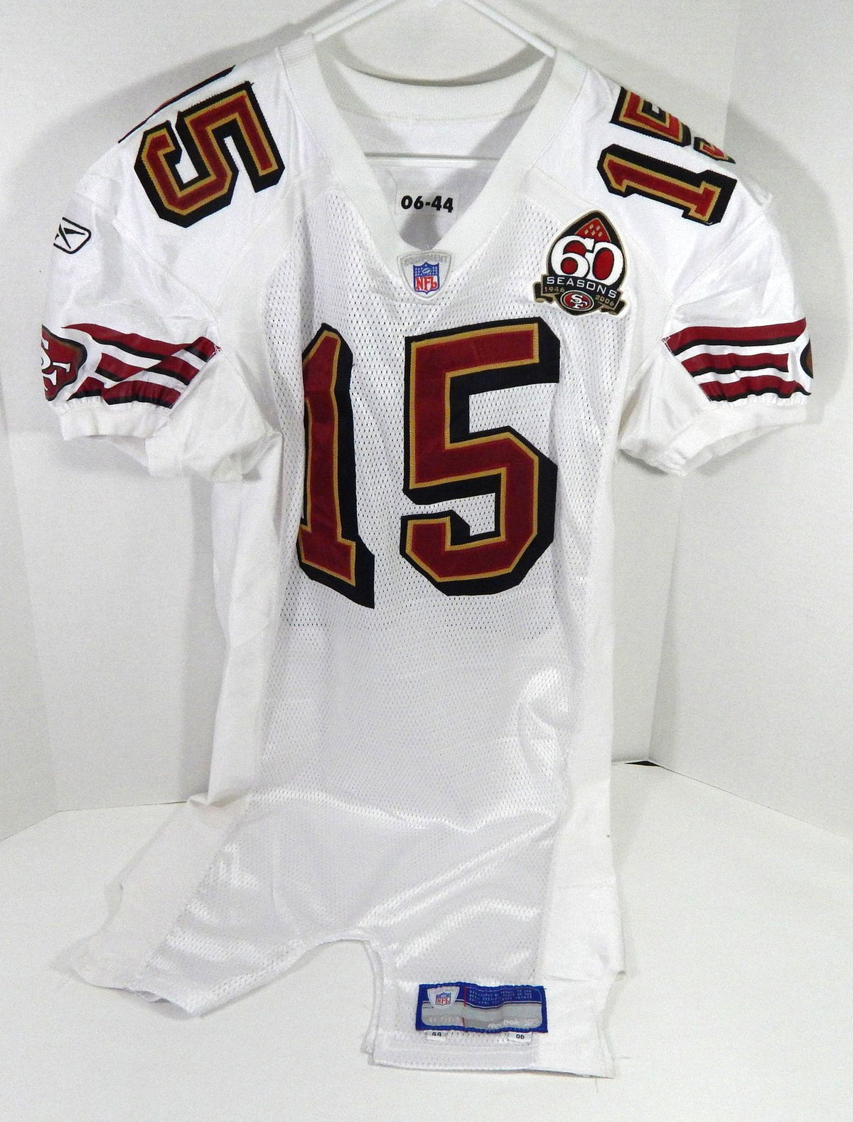 2006 San Francisco 49ers Jason McAddley #15 Game Issued White Jersey 60 Patch 7 - DP57937