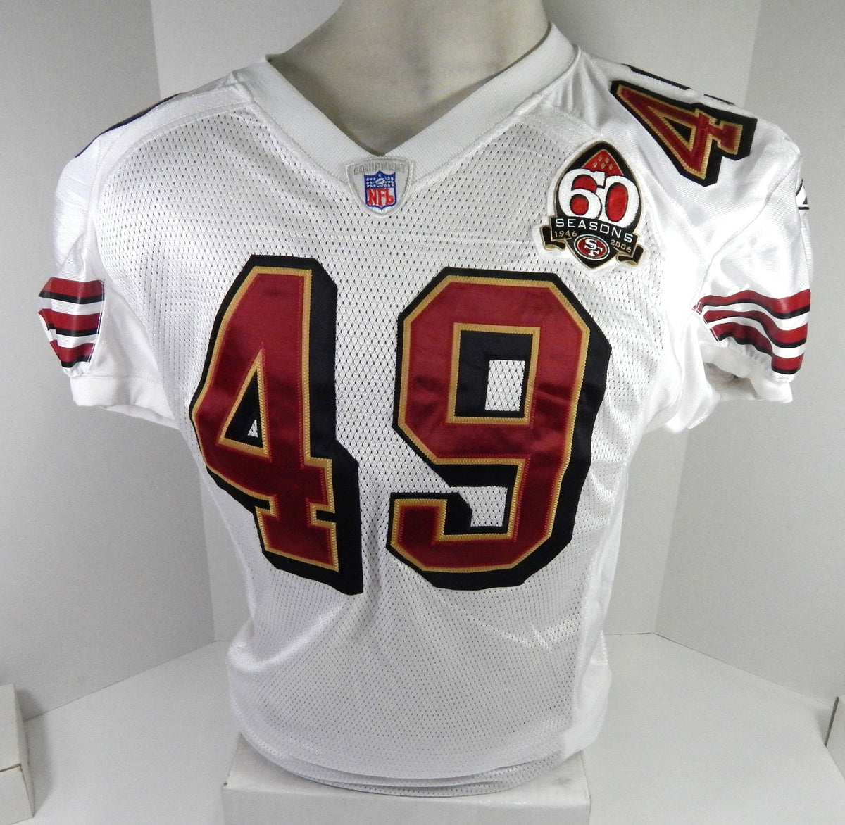 2006 San Francisco 49ers Terry Jones #49 Game Issued White Jersey 60 Patch 46 6 - DP57916