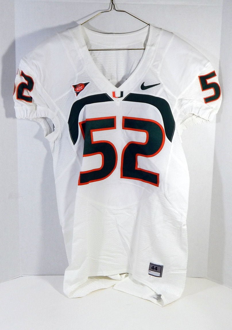 2007-13 Miami Hurricanes #52 Game Issued White Jersey 44 DP17541 - DP17541