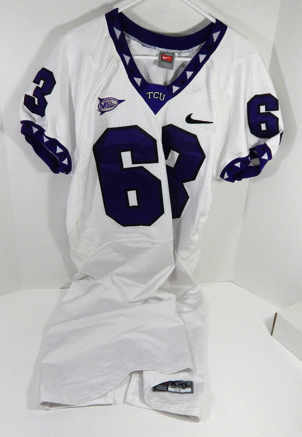 2008 Texas Christian TCU Horned Frogs #63 Game Used White Jersey Np Rem XXL 1 - DP58821