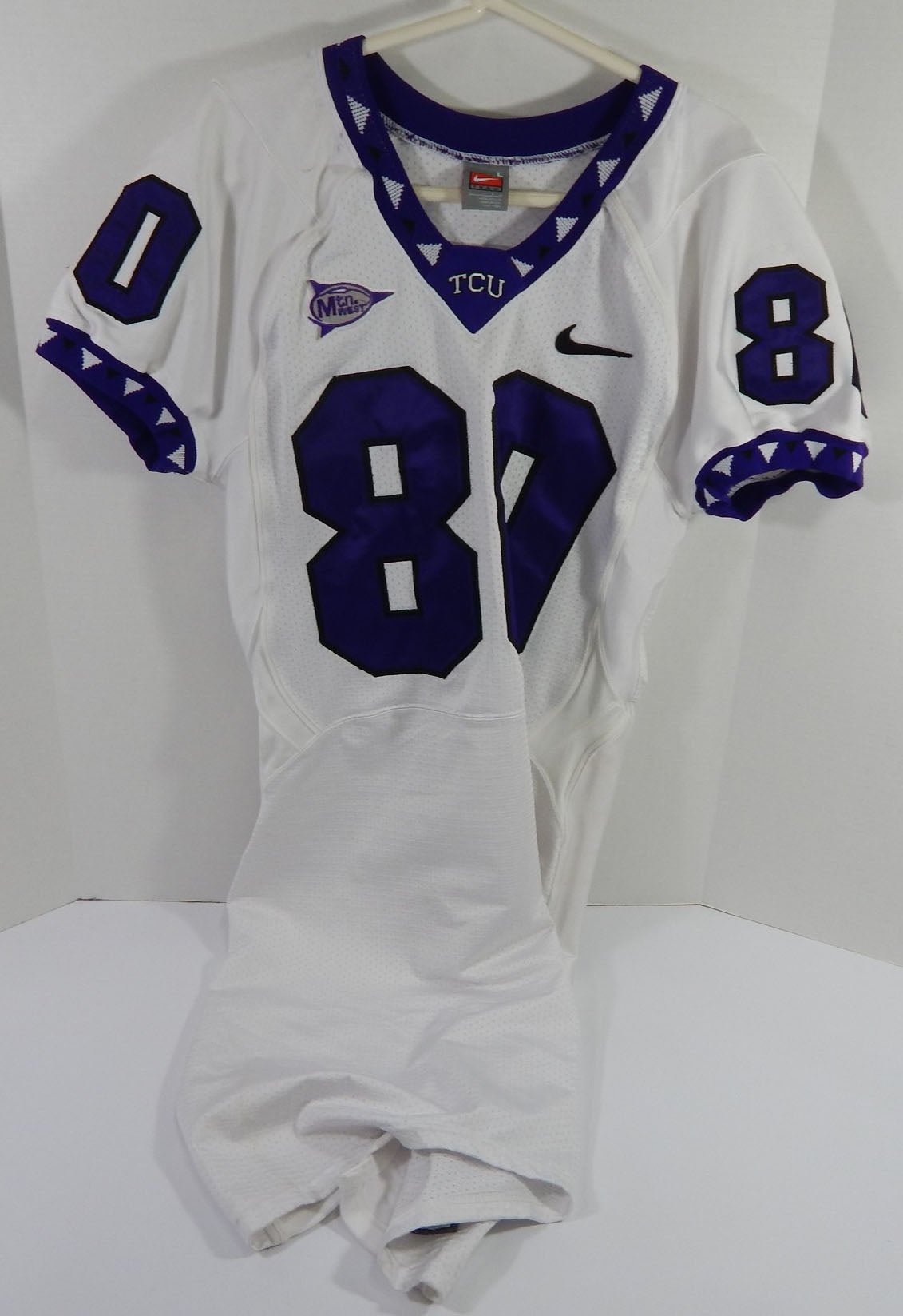 2008 Texas Christian TCU Horned Frogs #80 Game Used White Jersey L DP59103 - DP59103