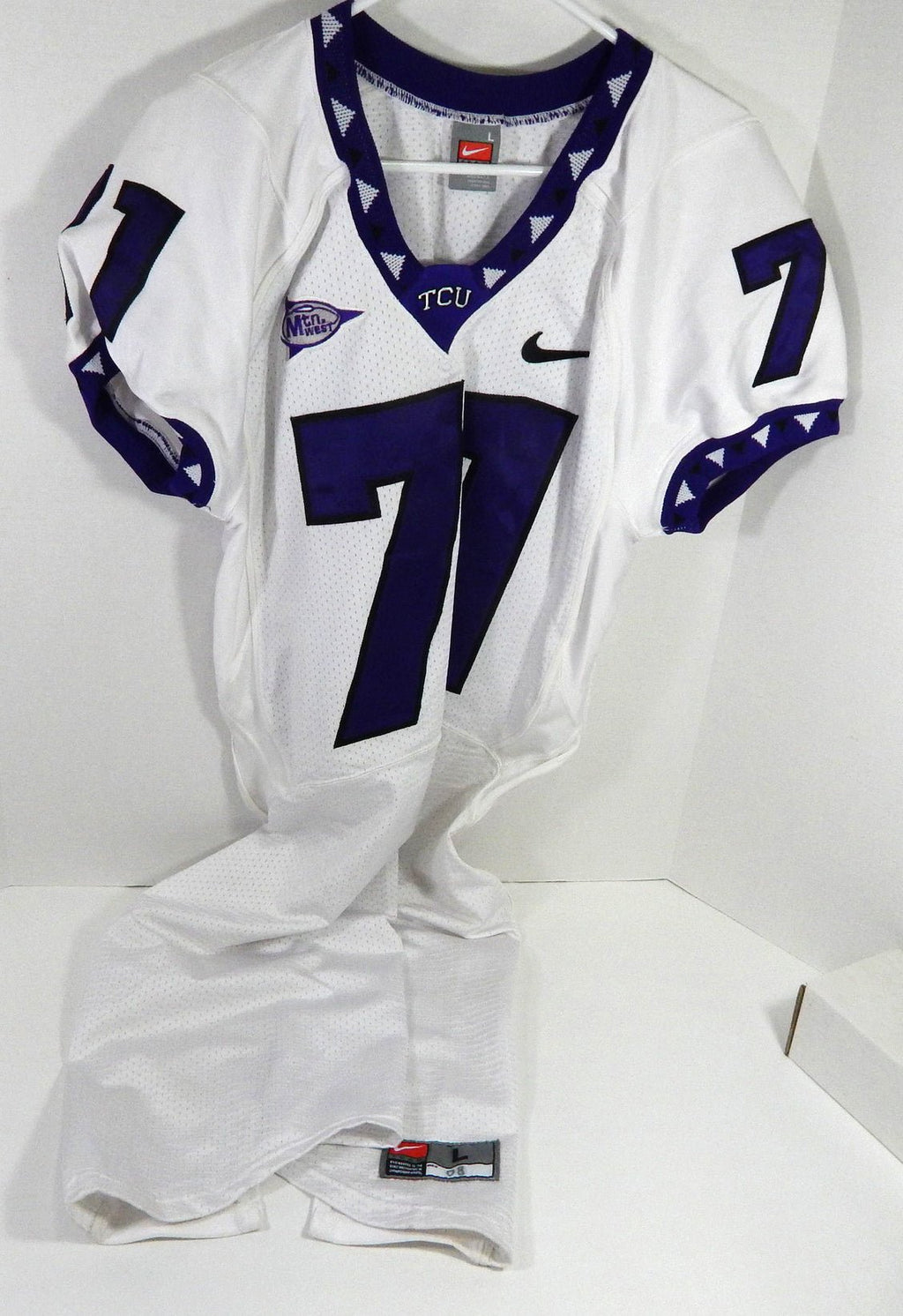 2008 Texas Christian Uni TCU Horned Frogs #71 Game Used White Jersey Np Rem L 2 - DP58822