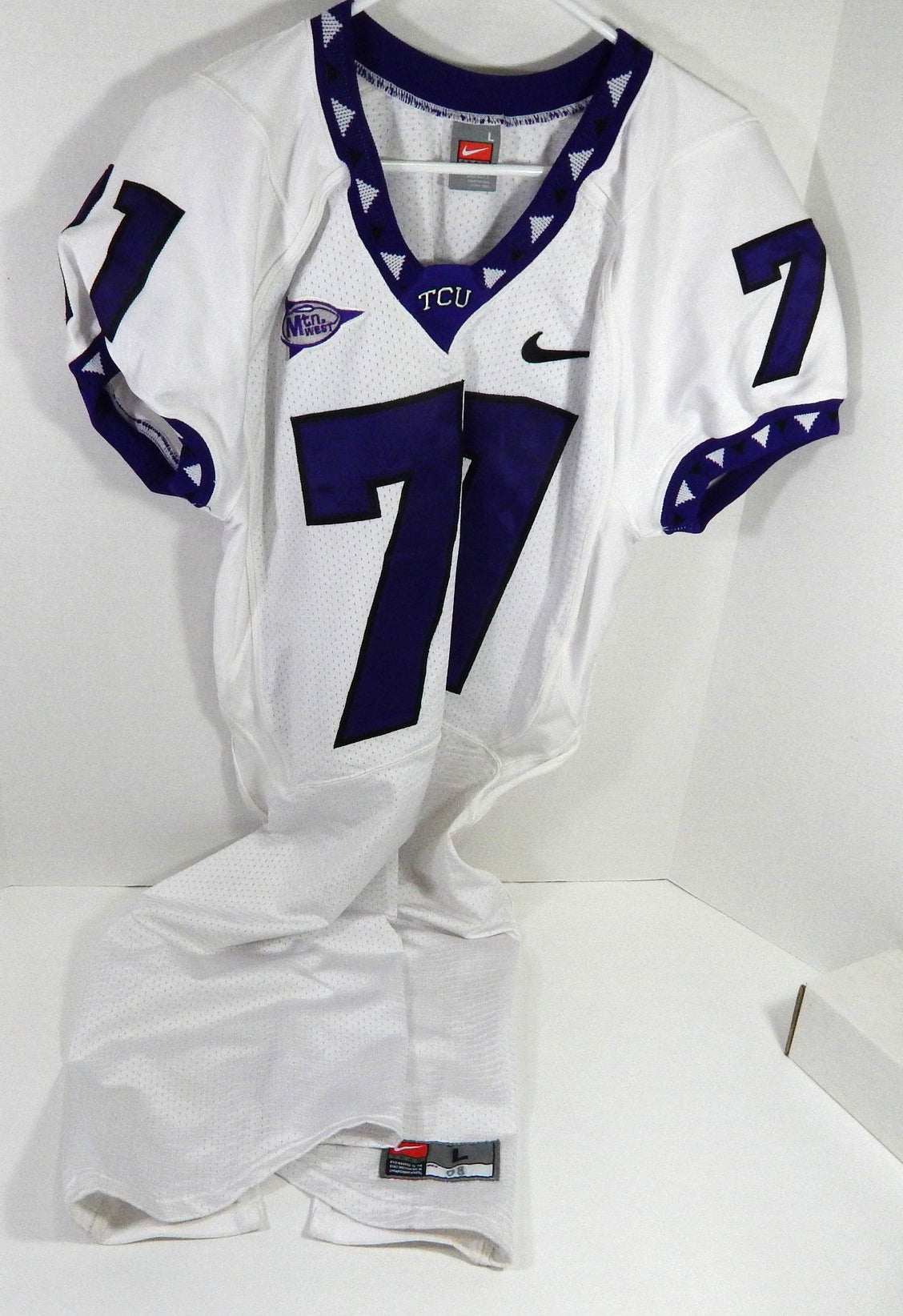 2008 Texas Christian Uni TCU Horned Frogs #71 Game Used White Jersey Np Rem L 2 - DP58822