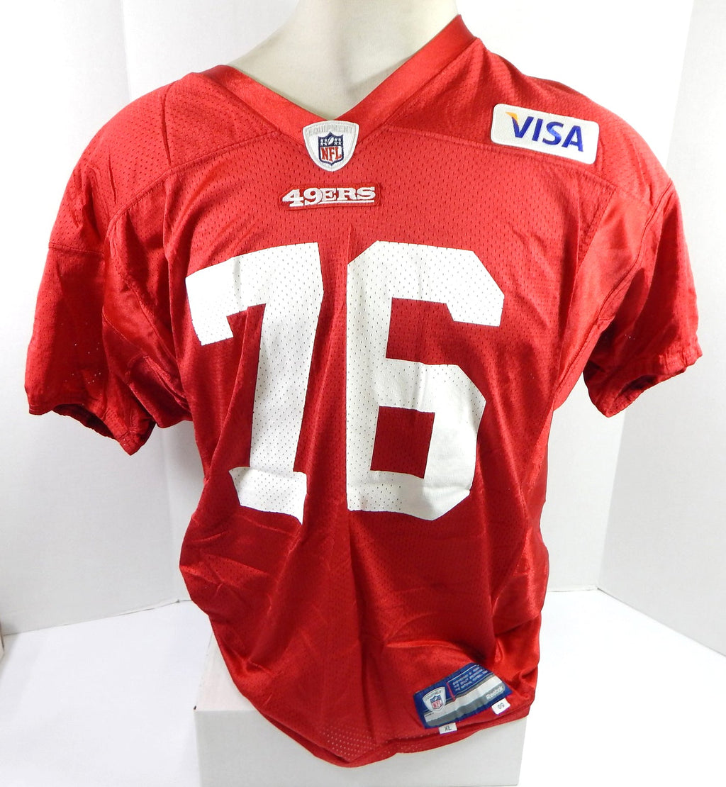 2009 San Francisco 49ers #76 Game Used Red Practice Jersey XL DP33515 - DP33515