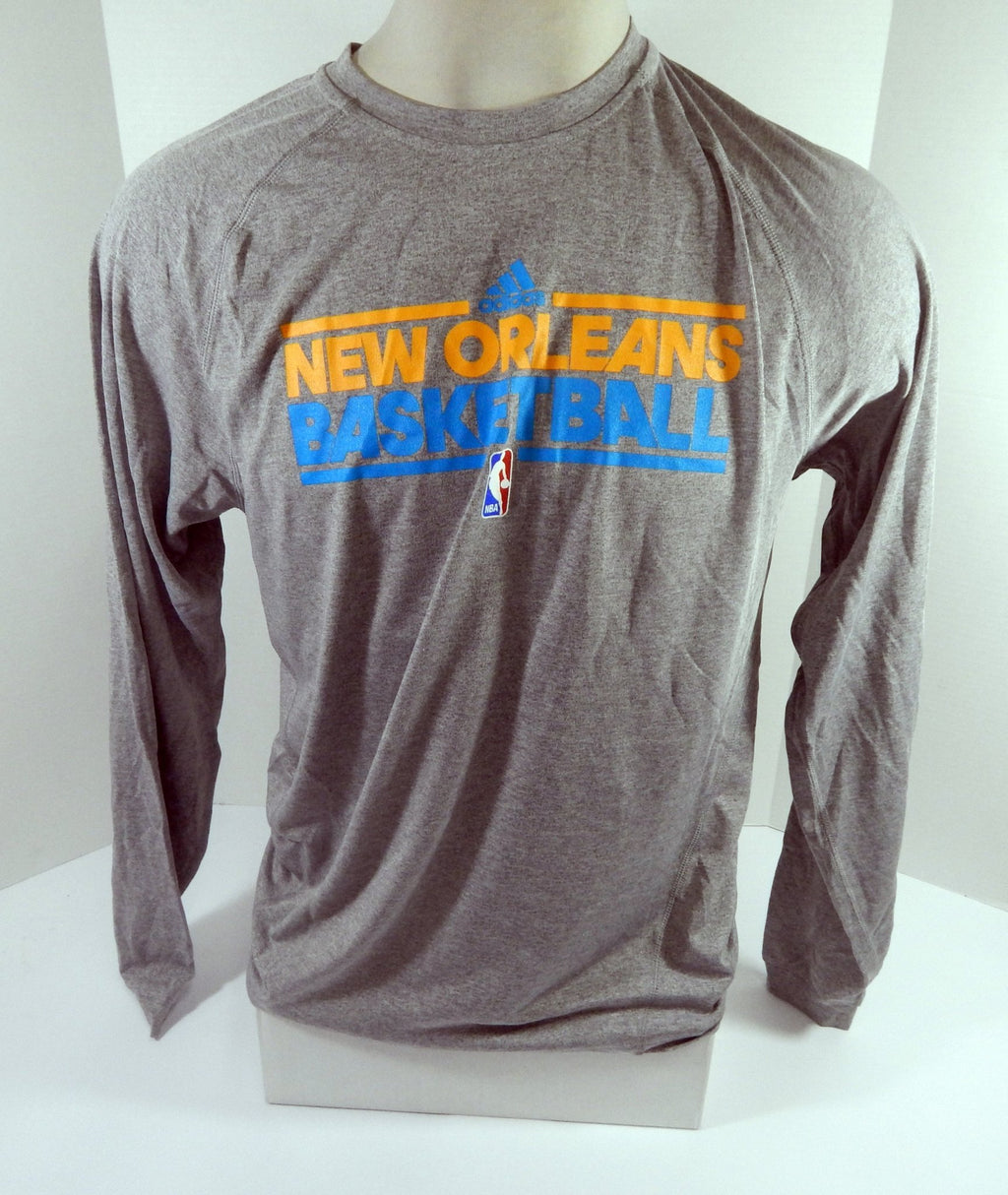 2011-12 New Orleans Hornets Team Issued Grey Training Long Sleeve Shirt M 44 - DP55744