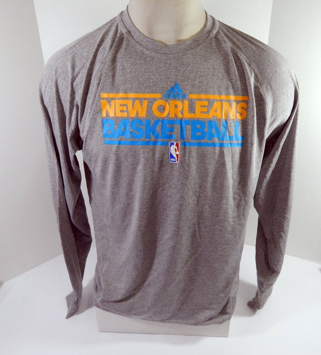 2011-12 New Orleans Hornets Team Issued Grey Training Long Sleeve Shirt M 767 - DP55767