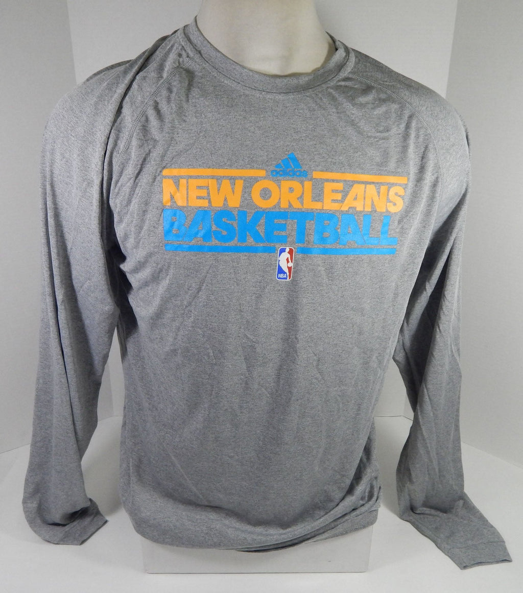 2012-13 New Orleans Hornets Team Issued Grey Long Sleeve Training Shirt LT 617 - DP58617