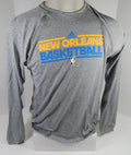 2012-13 New Orleans Hornets Team Issued Grey Long Sleeve Training Shirt M 620 - DP58620