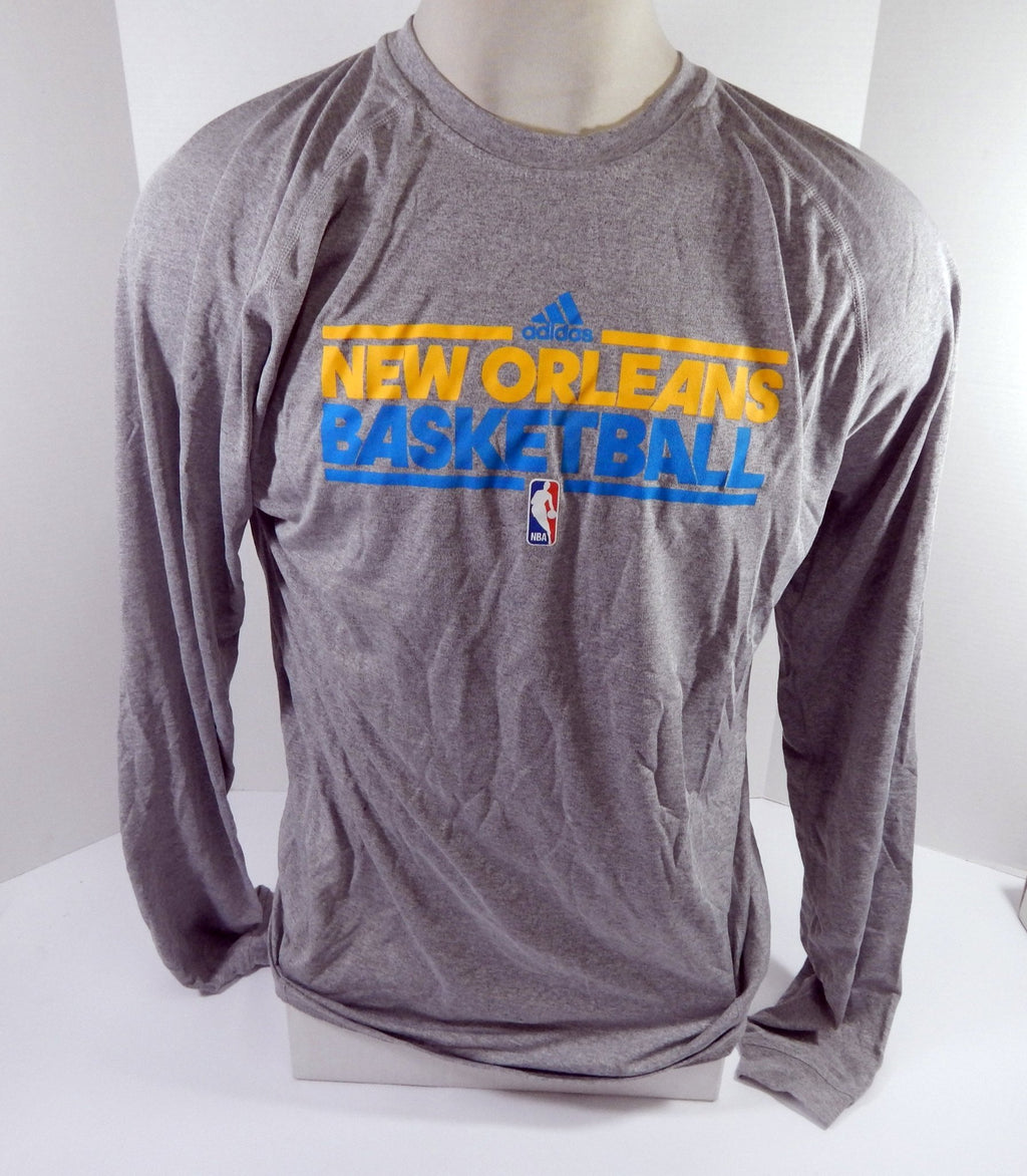 2012-13 New Orleans Hornets Team Issued Grey Training Long Sleeve Shirt L 55773 - DP55773