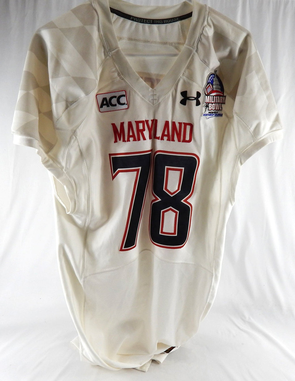 2012 Maryland Terrapins Ty Tucker #78 Game Used White Jersey Military Bowl P 8 - DP117848