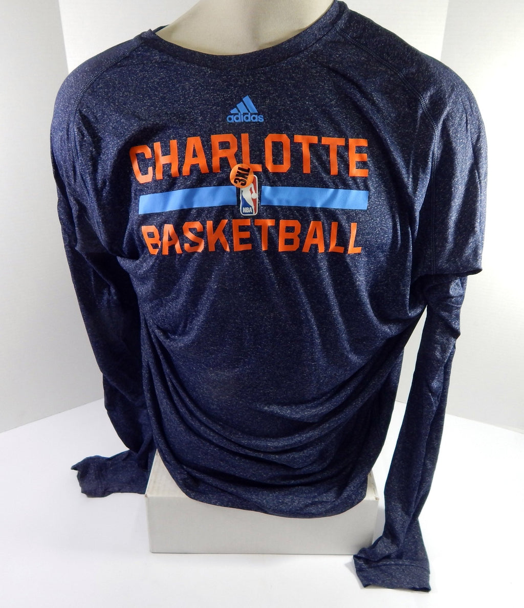 2013-14 Charlotte Bobcats Team Issued Navy Long Sleeve Training Shirt 3XL 2160 - DP52160