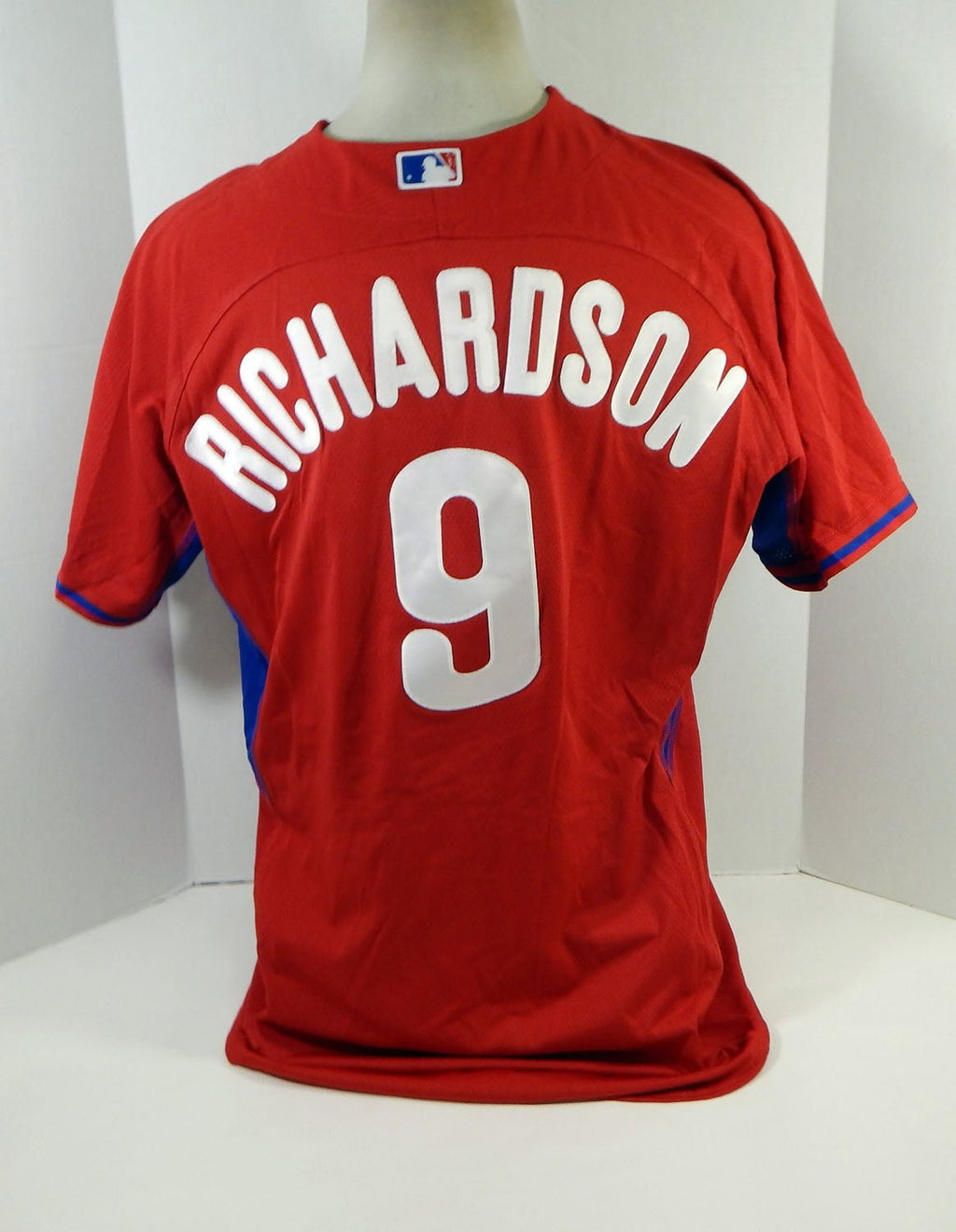 2014-15 Philadelphia Phillies Richardson #9 Game Used Red Jersey ST BP 48 76 - DP19076
