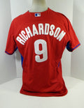 2014-15 Philadelphia Phillies Richardson #9 Game Used Red Jersey ST BP 48 76 - DP19076