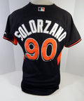 2014-16 Miami Marlins Jesus Solorzano #90 Game Used Black Jersey Ex ST BP 72 - DP12672