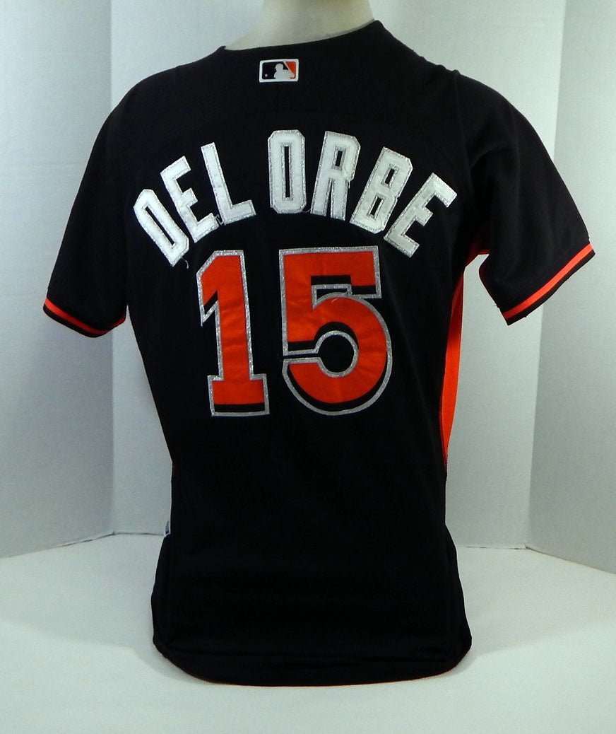 2014-16 Miami Marlins Ramon Del Orbe #15 Game Used Black Jersey ST BP 44 DP18441 - DP18441