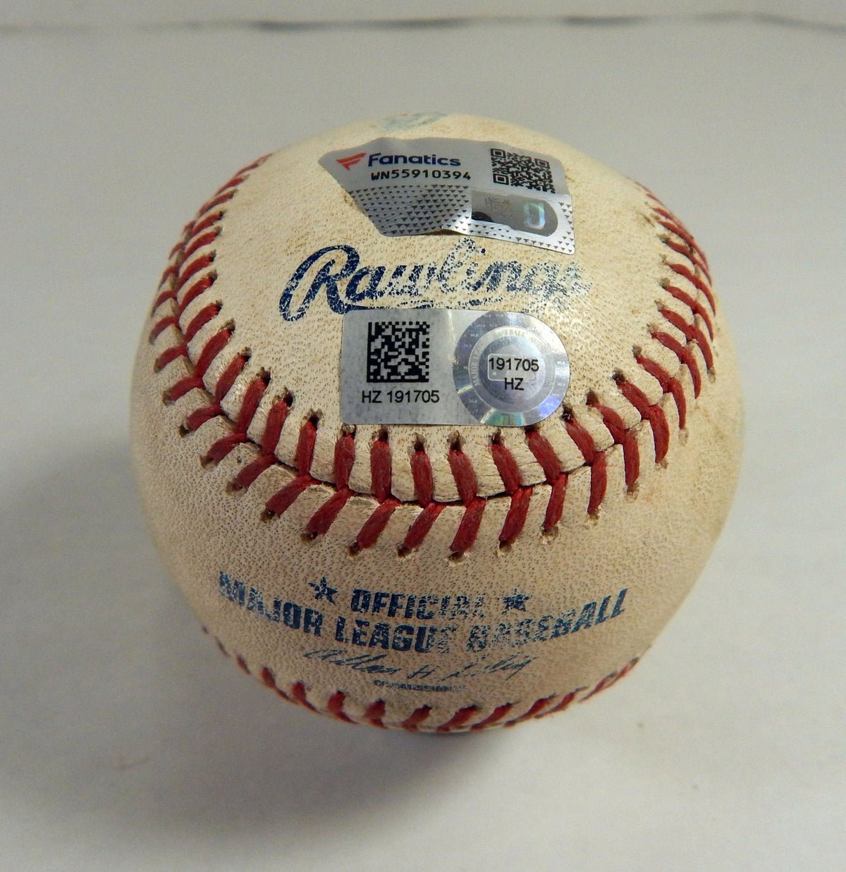 2014 Mariners Rangers Game Used Baseball Robert Ross Bradley Miller HBP - DP58748