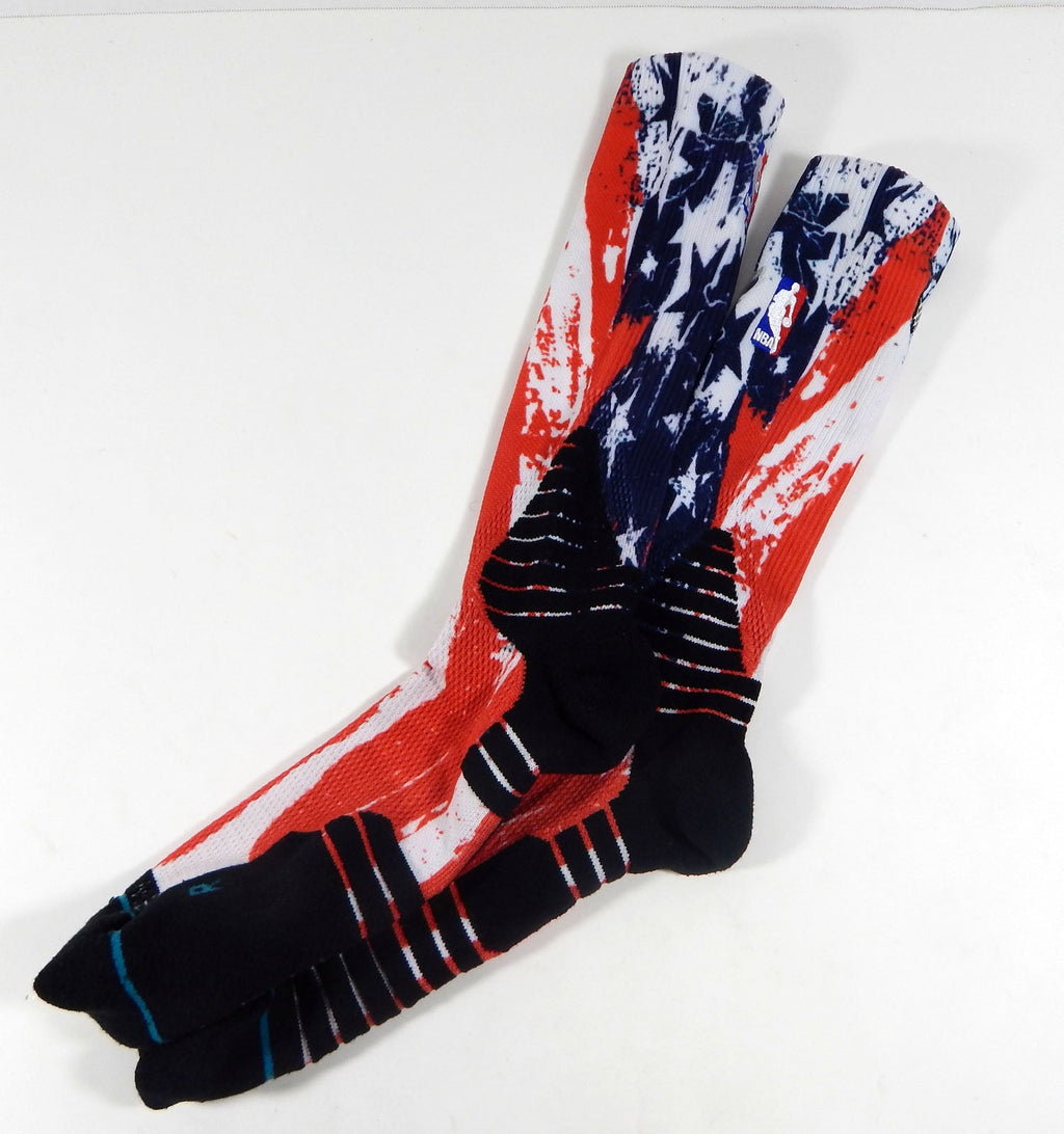 2015-16 Brooklyn Nets Willie Reed #33 Game Used Red White Blue Socks DP03439 - DP03439