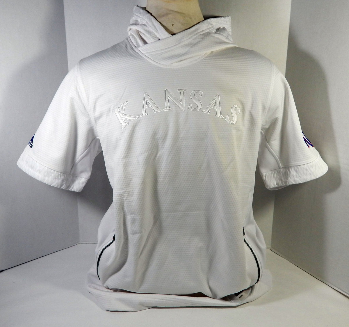 2015-16 Kansas Jayhawks Team Issued White BlackIce SS Hoodie Sweatshirt 2XL2 15S - 712315S