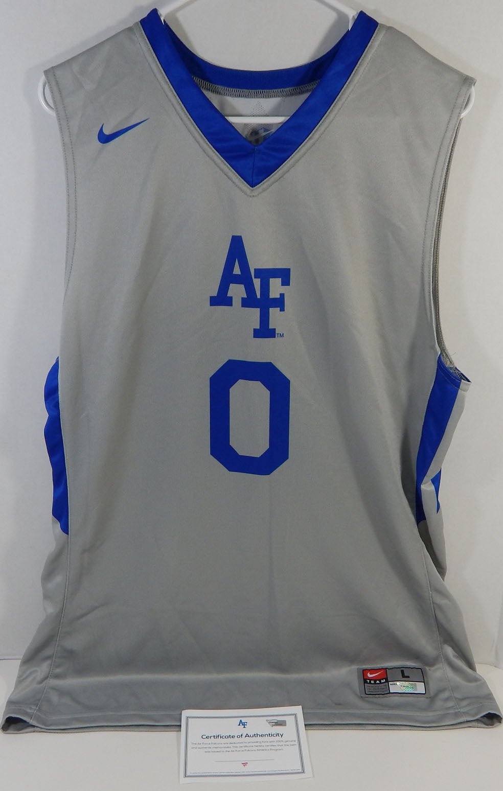 2015-16 Men's Air Force Falcons #0 Game Issued Grey Basketball Jersey L 909 - DP11909