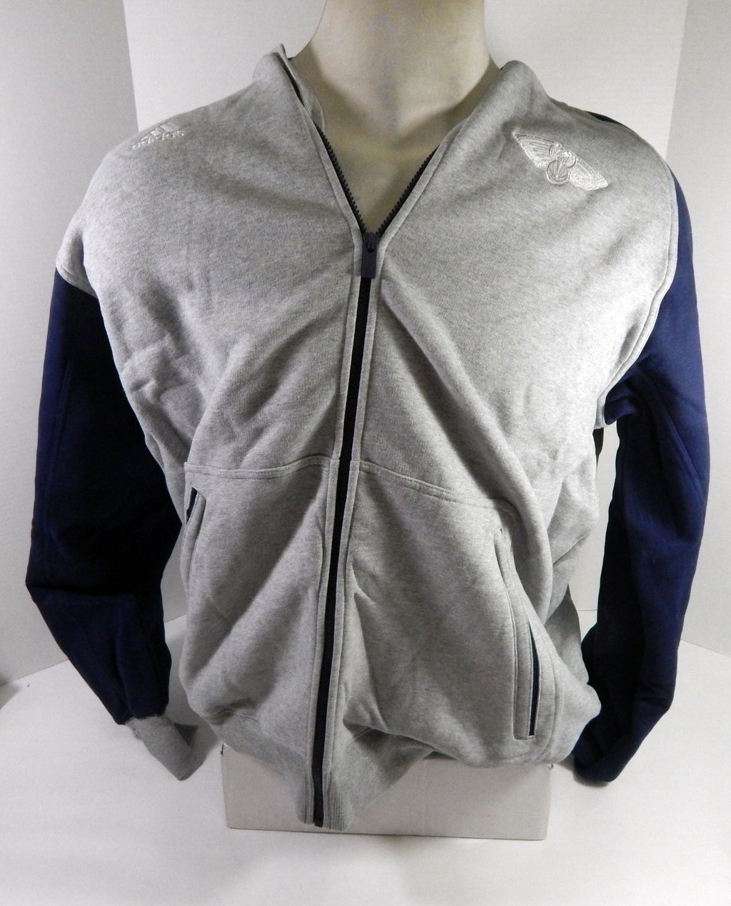 2015-16 New Orleans Pelicans GameUsed Grey Zip Hoodie Sweatshirt 2XL+2 DP63875 - DP63875