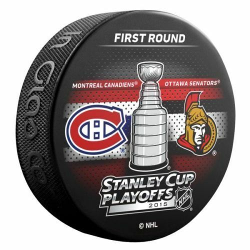 2015 Stanley Cup Playoffs 1st Round Canadiens vs Senators NHL Game Puck - 5105919S
