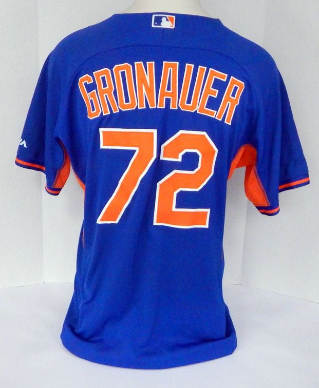 2016 New York Mets Kai Gronauer #72 Game Issued Blue Jersey Batting Practice 28 - METS6228