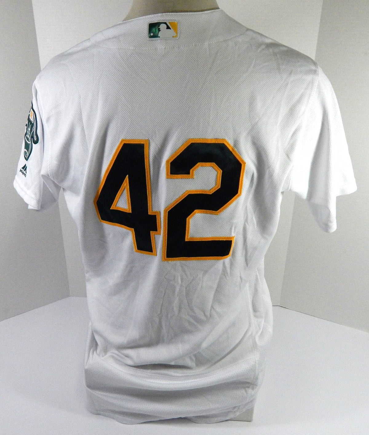 2016 Oakland Athletics Khris Davis #42 Game Issued Pos Used White Jersey JRD 4 - DP46154