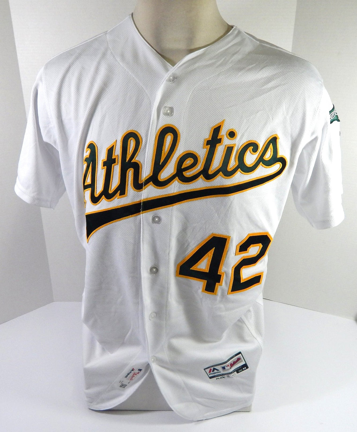2016 Oakland Athletics Khris Davis #42 Game Issued Pos Used White Jersey JRD 4 - DP46154