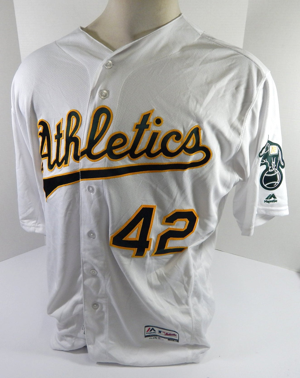 2016 Oakland Athletics Scott Emerson #42 Game Issued P Used White Jersey JRD 5 - DP46915