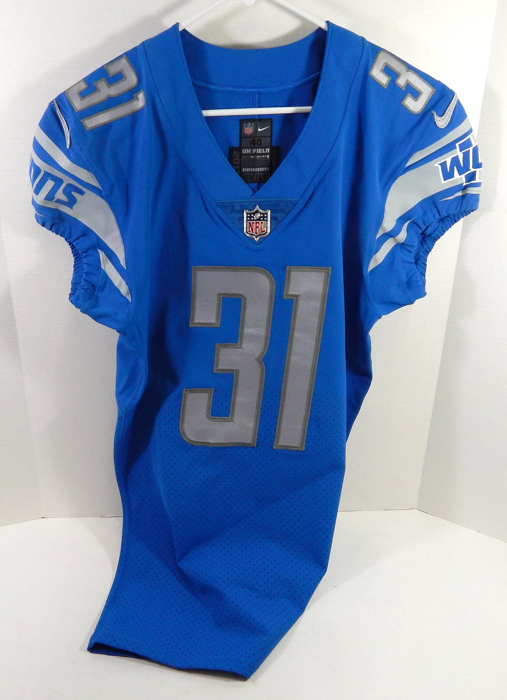 2017 Detroit Lions #31 Game Issued Blue Jersey Name Plate Removed 40 DP62763 - DP62763