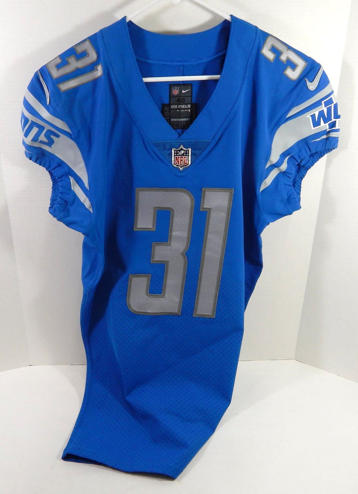 2017 Detroit Lions #31 Game Issued Blue Jersey Name Plate Removed 40 DP62763 - DP62763