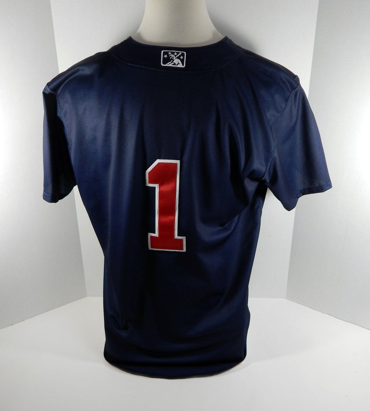2017 Gwinnett Braves Ozzie Albies #1 Game Used Navy Batting Practice Jersey - BRAVE0155