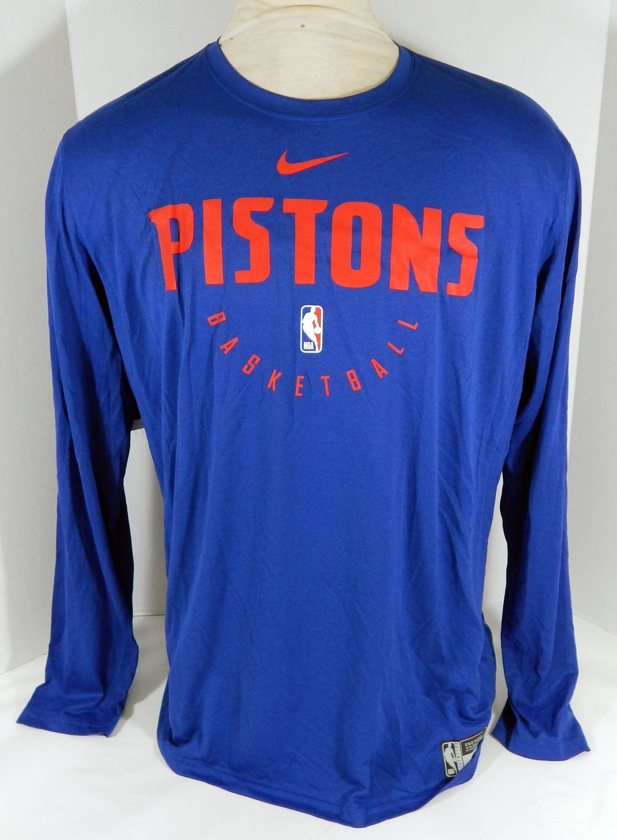 2018-19 Detroit Pistons Team Issued Blue Long Sleeve Shirt AR2448-495 2XLT 712184S - 712184S