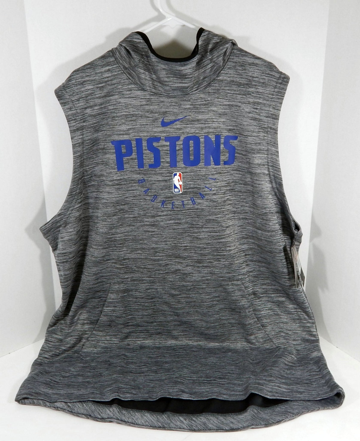 2018-19 Detroit Pistons Team Issued Grey Tank Sweatshirt Hoodie 44-091 2XLT 140S - 712140S