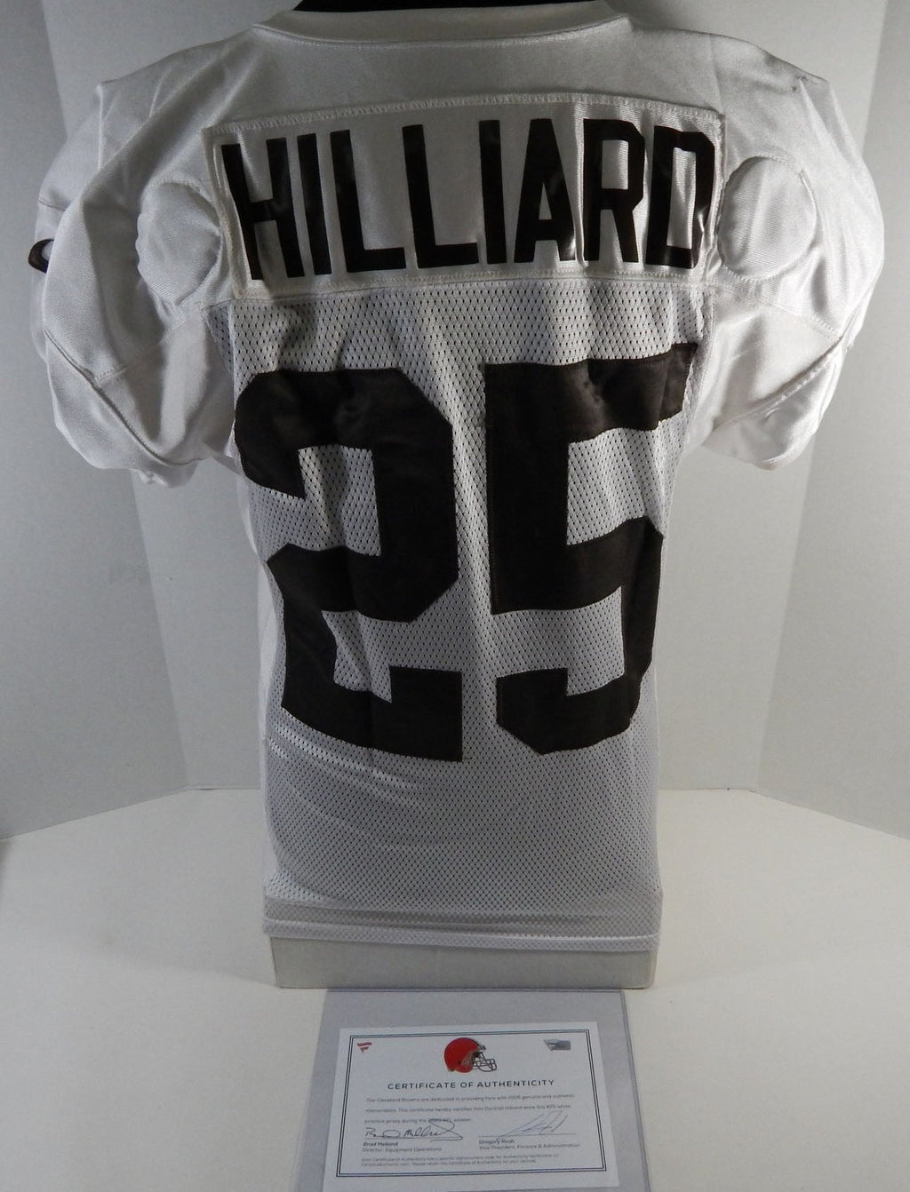 2018 Cleveland Browns Dontrell Hillard #25 Game Used White Practice Jersey 46 45 - DP27445