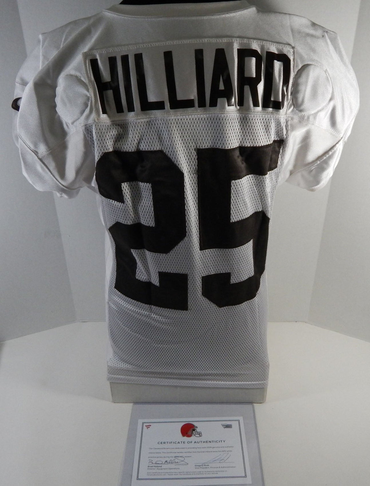 2018 Cleveland Browns Dontrell Hillard #25 Game Used White Practice Jersey 46 45 - DP27445